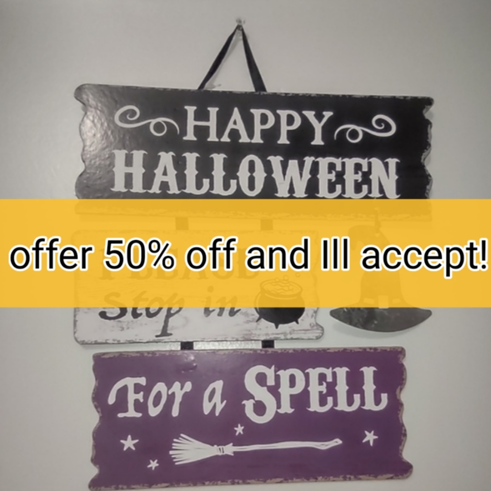 Hanging Happy Halloween sign Stop in For a SPELL